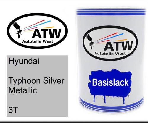 Hyundai, Typhoon Silver Metallic, 3T: 500ml Lackdose, von ATW Autoteile West.